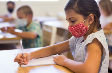 girl doing school work