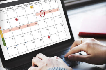 person typing calendar