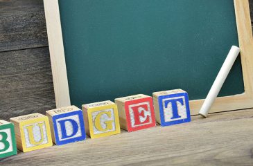 budget blocks and chalk board