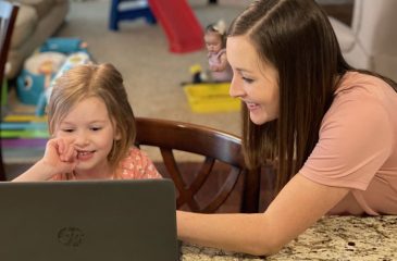 child learning with parent