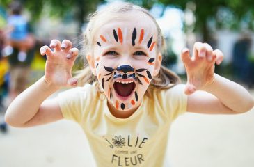 face painted girl at pta event